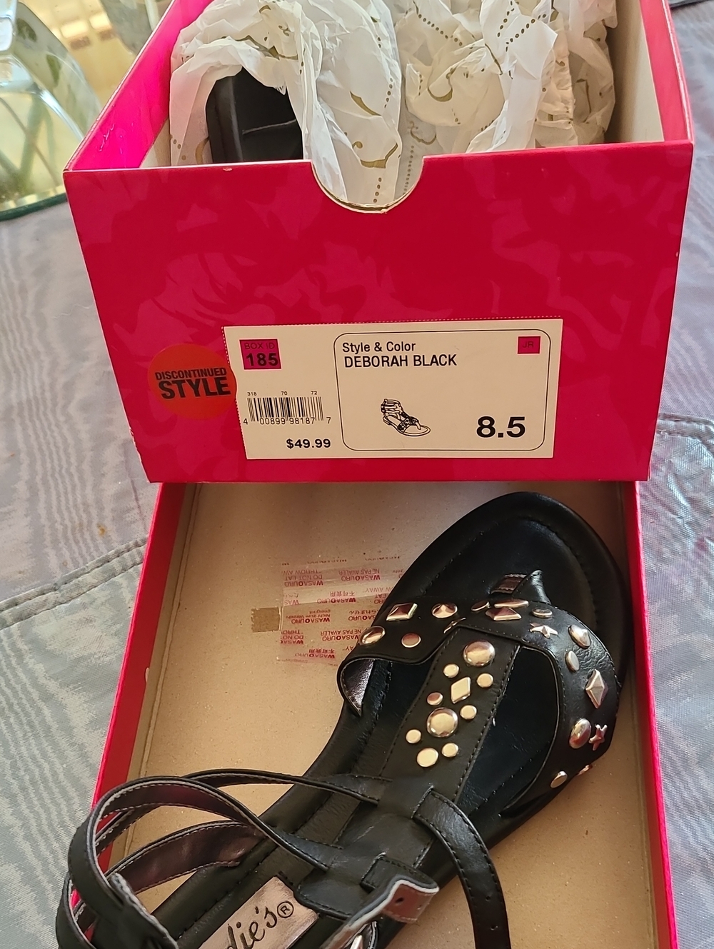 Candie's Black Studded T-Strap Sandal